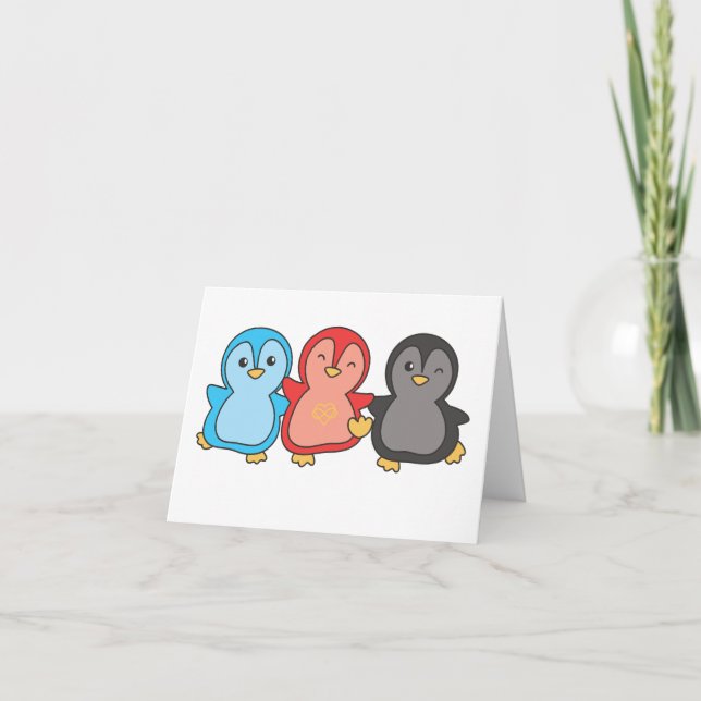 Carte De Remerciements Fierté Drapeau Polyamoire Lgbtq Cute Penguin (Devant)