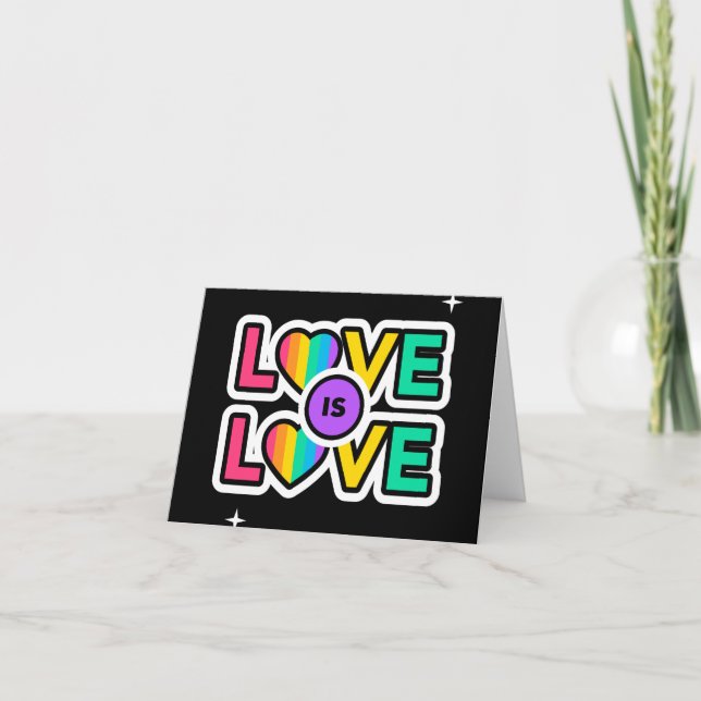 Carte De Remerciements Fierté. L'amour est l'amour. Couleurs gaies Rainbo (Devant)