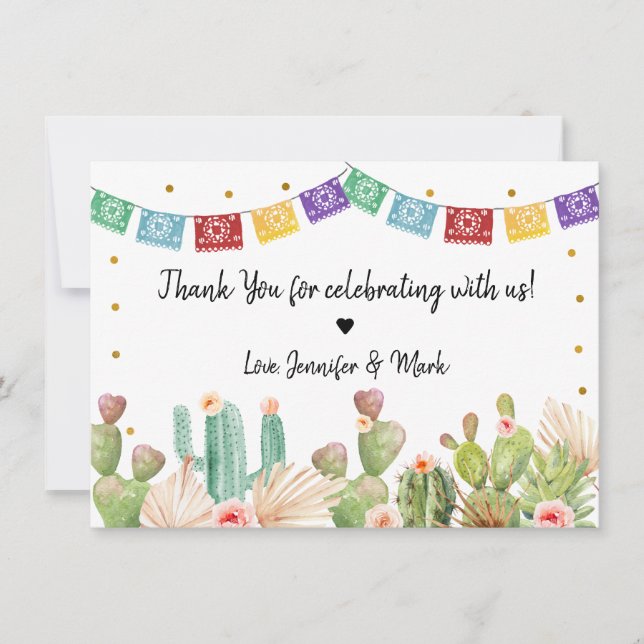 Carte De Remerciements Fiesta Cactus Bohème Shower de Mariage (Devant)