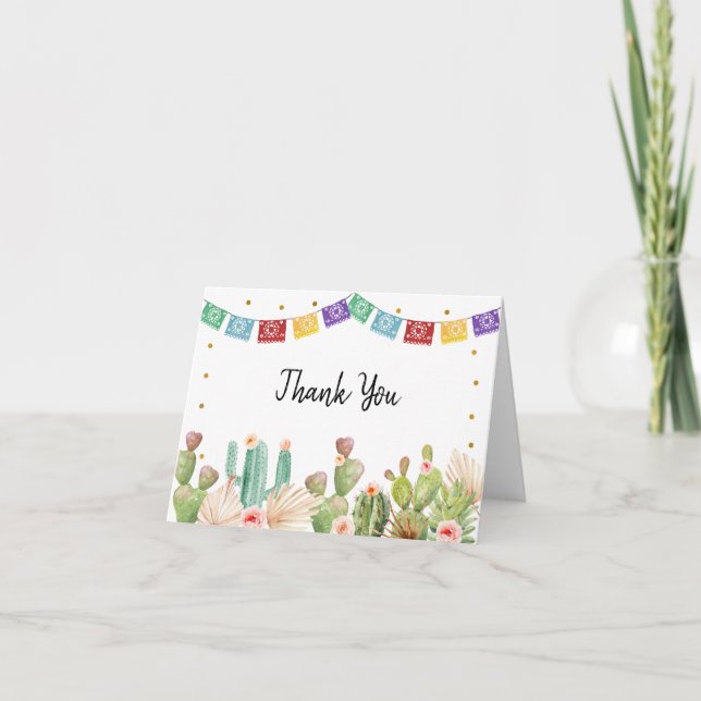 Carte De Remerciements Fiesta Cactus Bohème Shower de Mariage (Devant)