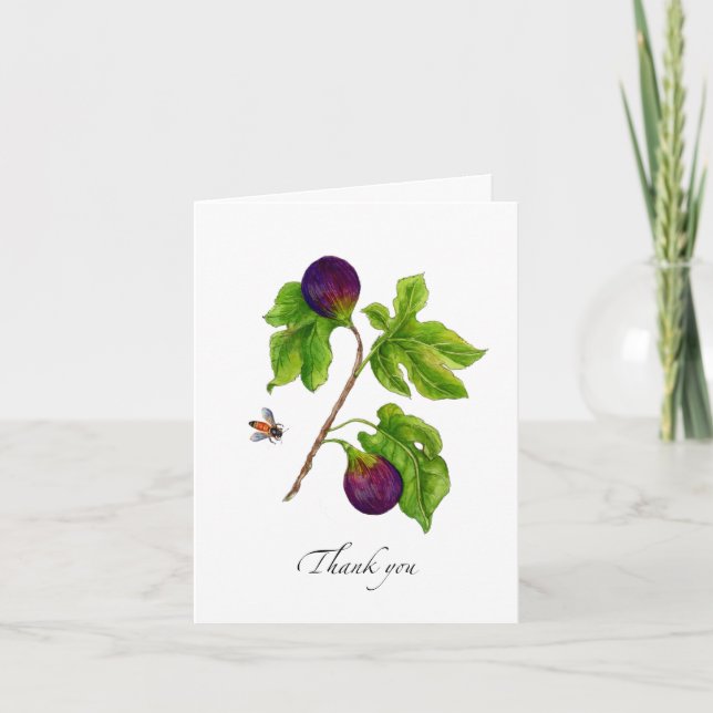 Carte De Remerciements Figuier aquarelle plié botanique  (Devant)
