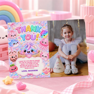 Carte De Remerciements Fille arc-en-ciel pailleté Squishy Photo d'anniver