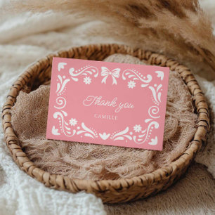 Carte De Remerciements Fille Cielito Lindo Rose Fête Prénatale
