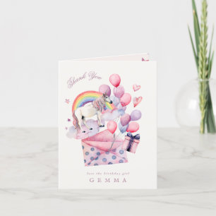 Carte De Remerciements Fille de fête d'anniversaire Rainbow Balloons Unic