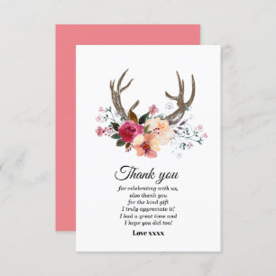 Carte De Remerciements fille de fleurs boho antler