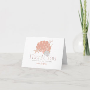 Carte De Remerciements Fille de la plage Bébé Fille Rose Baby Shower