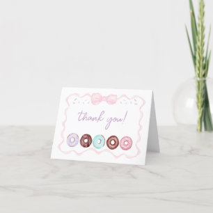 Carte De Remerciements Fille Donut et arroses Anniversaire ou Baby shower