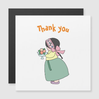 Carte de remerciements fille Hanbok