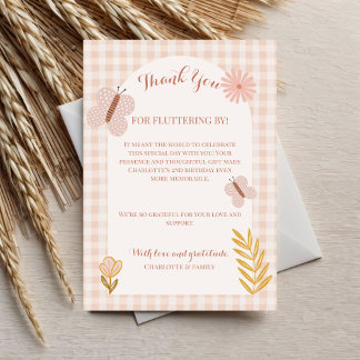 Carte De Remerciements Fille Pink Pastel Fleurs sauvages & Papillon