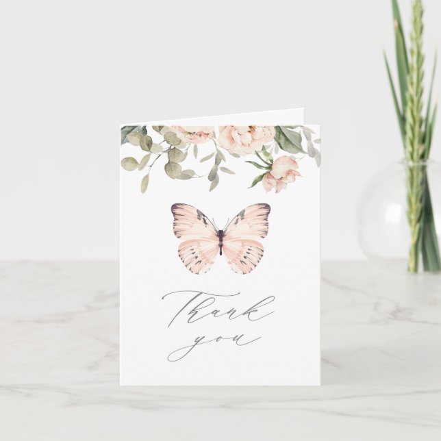 Carte De Remerciements Fille rose florale majestueuse fête d'anniversaire (Devant)