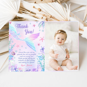 Carte De Remerciements Fille Sirène Fête d'anniversaire Photo