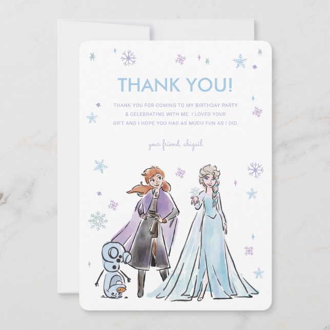 Carte De Remerciements Filles congelées de Disney Snowflake Anniversaire (Devant)