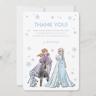 Carte De Remerciements Filles congelées de Disney Snowflake Anniversaire