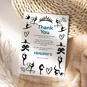 Carte De Remerciements Filles Gymnastique Moderne Noir 10e Anniversaire