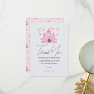 Carte De Remerciements Filles mignonne rose princesse Anniversaire