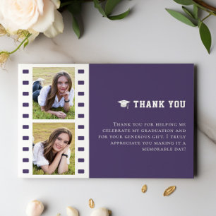 Carte De Remerciements Filmstrip Photo Collage Graduation   Pourpre