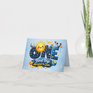 Carte De Remerciements First Trip Around the Sun First Birthday Thank You