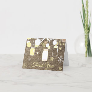 Carte De Remerciements Flacon de neige Mason Jar Burlap Jaune