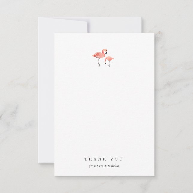 Carte de remerciements Flamant rose (Devant)