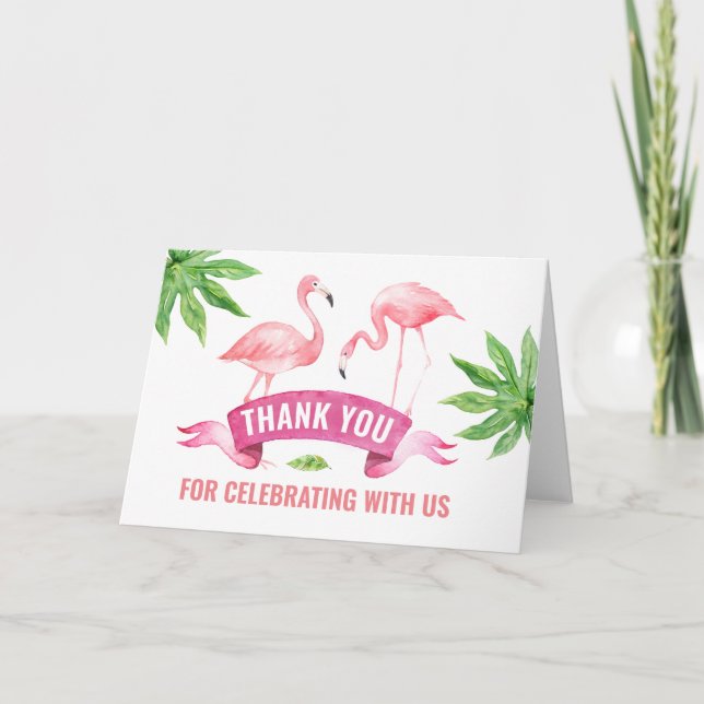 Carte De Remerciements Flamant rose (Devant)