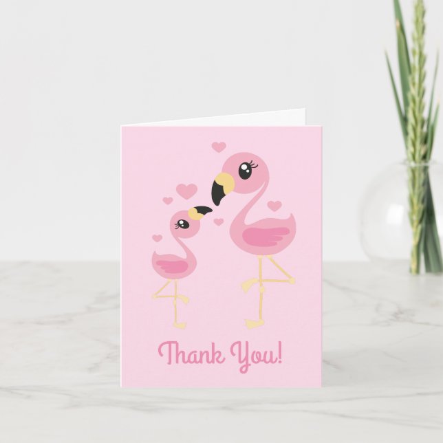 Carte De Remerciements Flamant rose Baby shower de la petite tropicale (Devant)