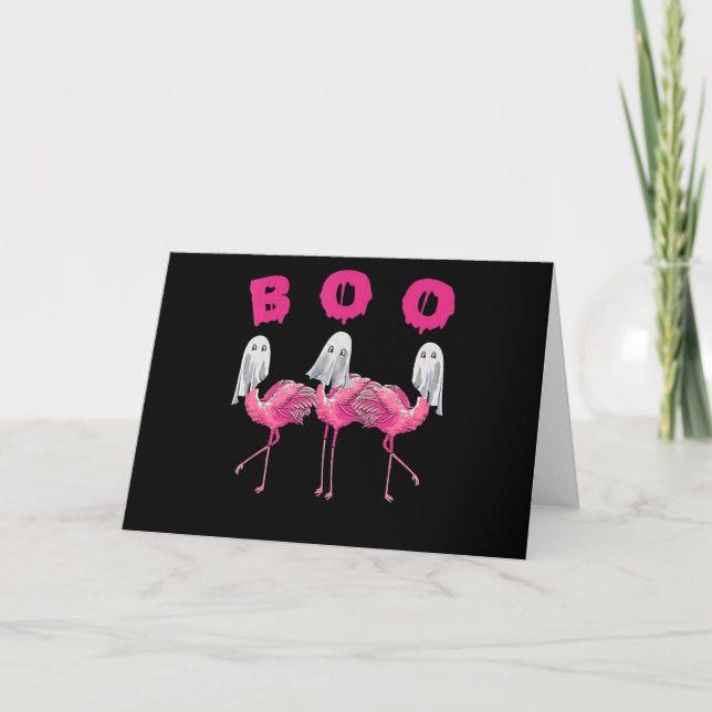 Carte De Remerciements Flamant rose| Costume de Flamant rose fantôme Boo  (Devant)