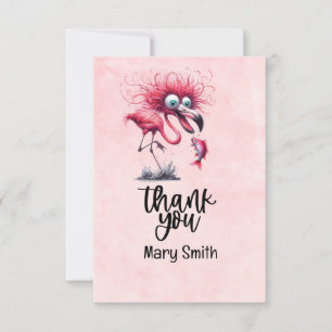 Carte De Remerciements Flamant rose Funny Design pour la fête