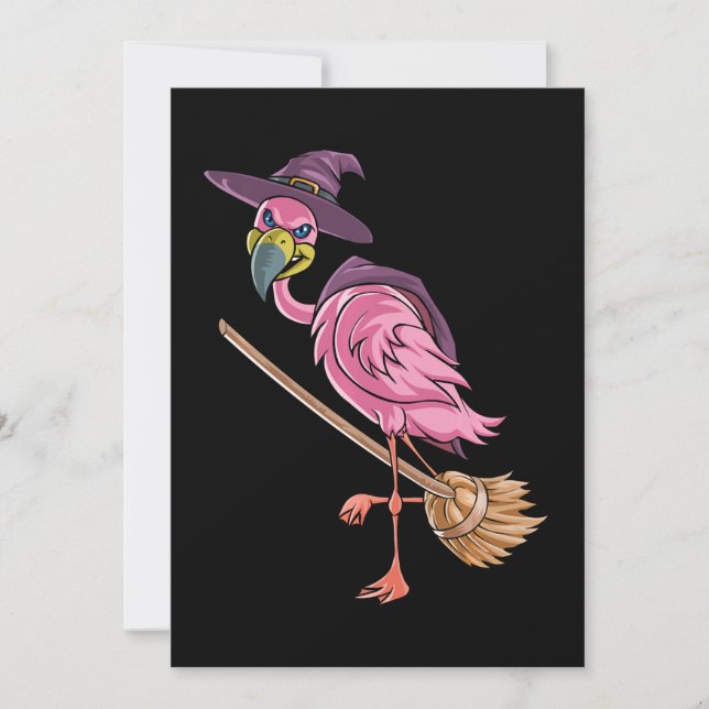 Carte De Remerciements Flamant rose| Halloween Flamant rose Witch Scary P (Devant)