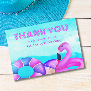 Carte De Remerciements Flamant rose rose moderne Anniversaire