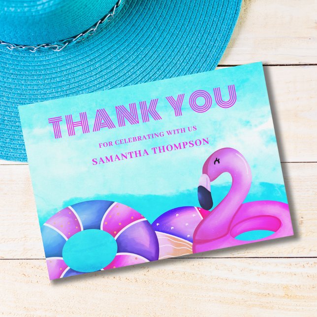Carte De Remerciements Flamant rose rose moderne Anniversaire (Créateur téléchargé)
