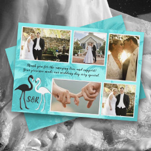 Carte De Remerciements Flamants roses Mariage tropical Photo Collage Merc