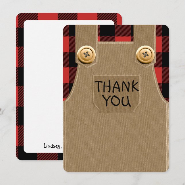Carte de remerciements Flannel et Overalls (Devant / Derrière)