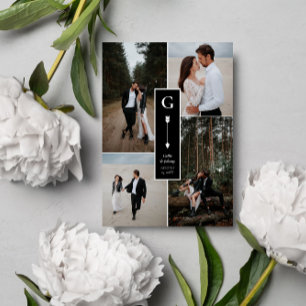 Carte De Remerciements Flèche noire Mariage photo Collage