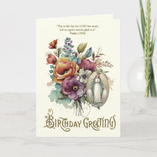 Carte De Remerciements Fleur Anniversaire Religieux Vierge Marie