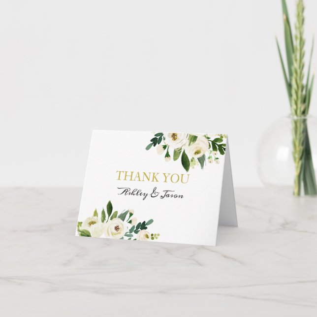 Carte De Remerciements Fleur blanche à l'aquarelle (Devant)