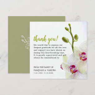 Carte De Remerciements Fleur blanche orchidée perte funéraire Grief