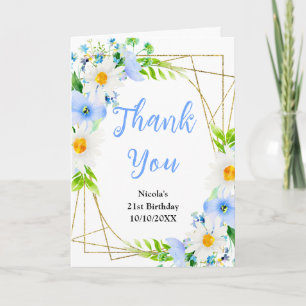 Carte De Remerciements Fleur d'anniversaire Marguerites et Myosotis