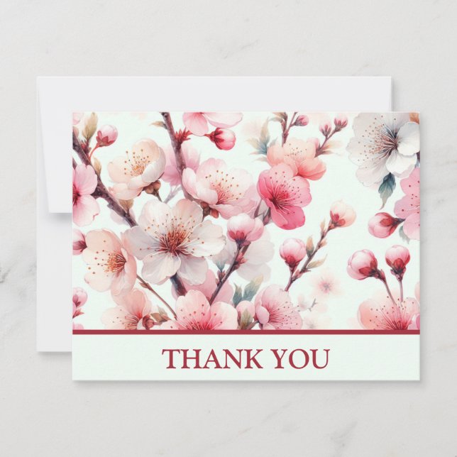 Carte De Remerciements Fleur de cerise (Devant)