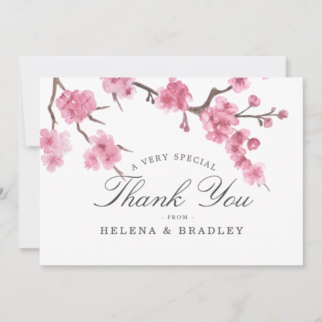 Carte De Remerciements Fleur de cerisier | Remerciements pour mariage (Devant)