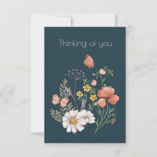 Carte De Remerciements Fleur de Fleur Sauvage Botanique Boho Vous Pense
