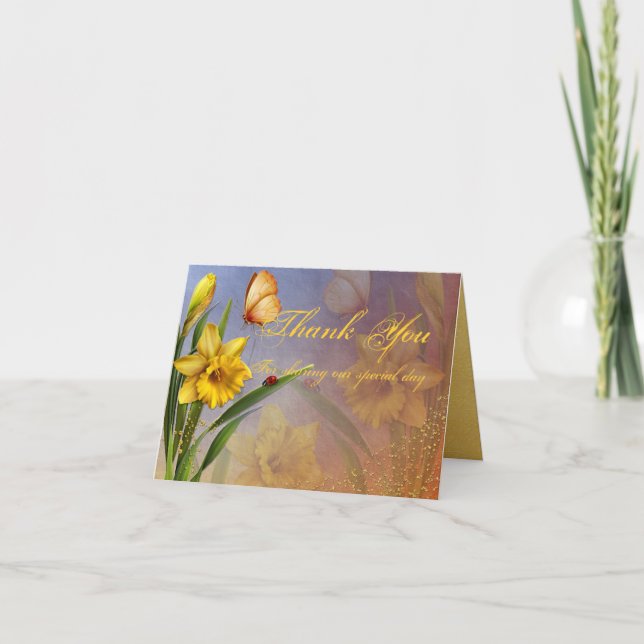 Carte De Remerciements Fleur de jonquille et Mariage de boue (Devant)