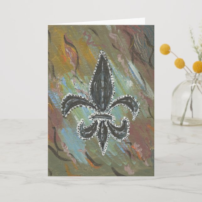 Carte De Remerciements Fleur de lis vert (Recto)