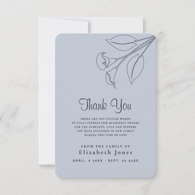 Carte De Remerciements Fleur de mémoire Sympathy (Devant)