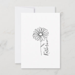 Carte De Remerciements Fleur de naissance personnalisée avril marguerite