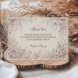 Carte De Remerciements Fleur de reconnaissance pastel vintage