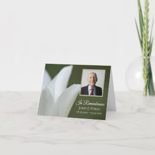 Carte De Remerciements Fleur de tulipe blanche sur le Mémorial funéraire 