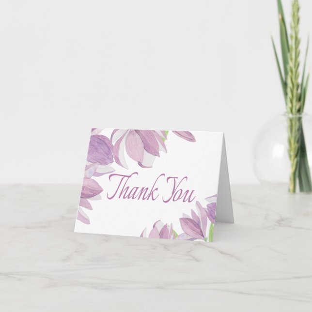 Carte De Remerciements Fleur d'eau aquarelle violette remerciement floral (Devant)