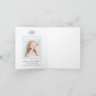 Carte De Remerciements Fleur d'hortensia bleue Baby Shower Photo de bébé