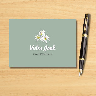 Carte De Remerciements Fleur Edelweiss Dessinée à la Main Mariage Floral