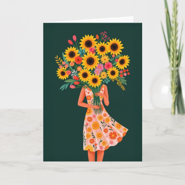 Carte De Remerciements Fleur fille colorée (Devant)